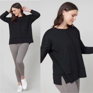 SPANX Black Oversized Crewneck Sweater with Side Slits